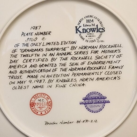 Grandma's Surprise - Norman Rockwell Collectors' Plate VTG - Picture 6 of 8
